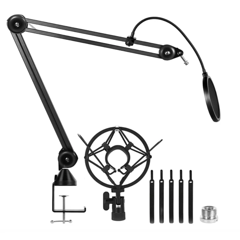 

Mic Boom Arm Stand,Adjustable Game Microphone Boom Scissor Arm Stand With Cable Ties For Blue ,Snowball,Other Mics