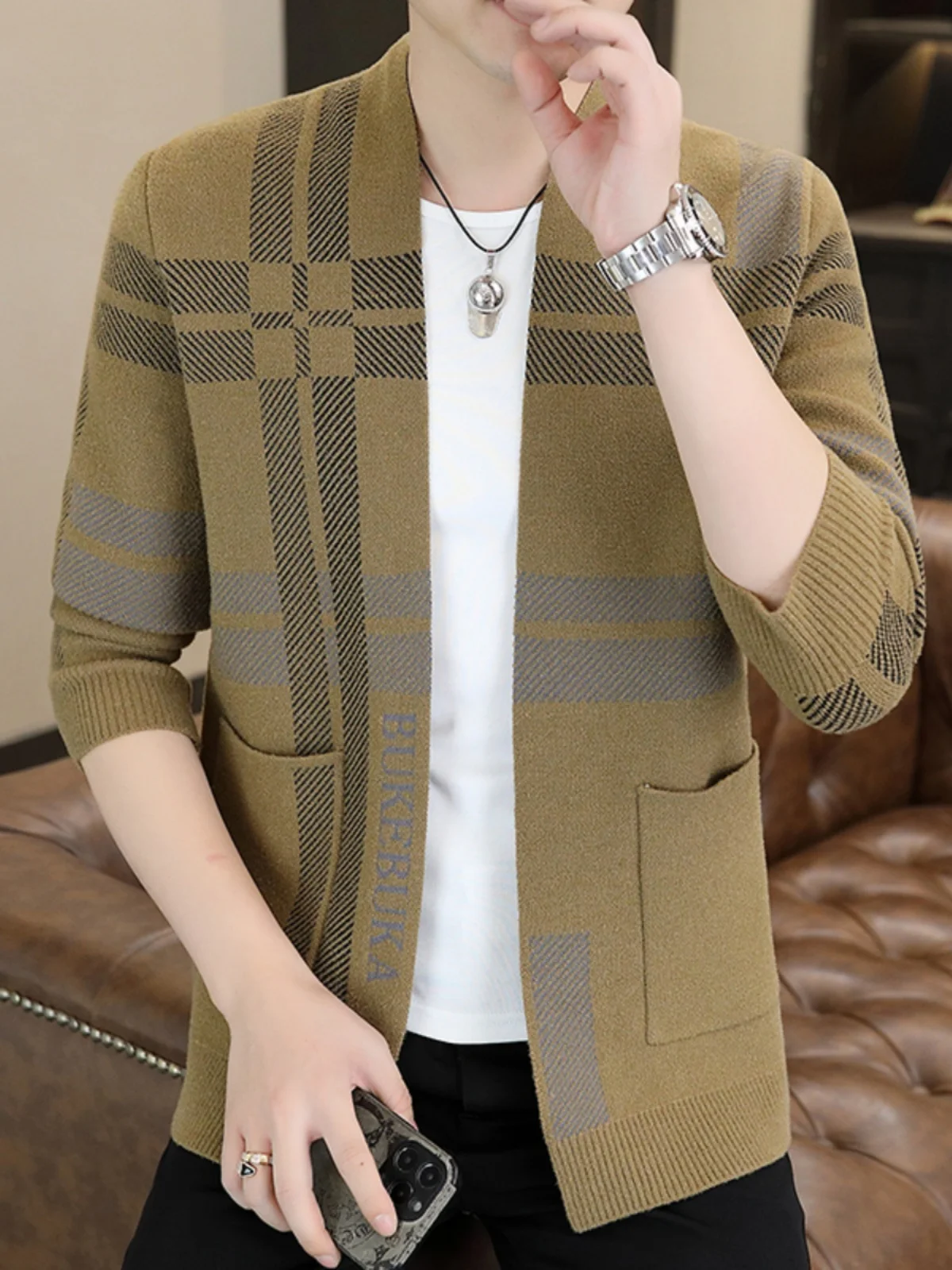 

Men's V-ne Knitted Cardigan Sweater Casual Sle Spring Autumn Faion Trend Leisure Knitwear Outerwear Sli Bros