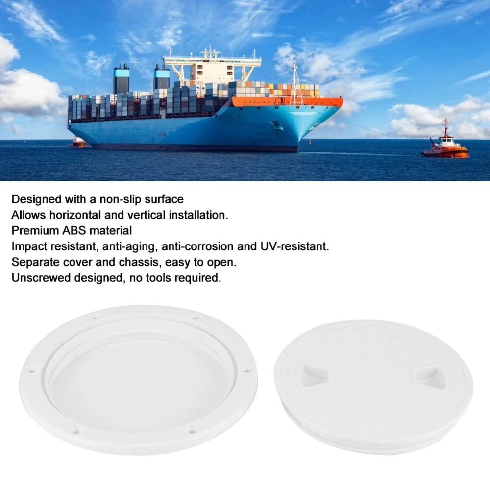 

Винтовой доступ, 6-дюймовая палубная пластина, белая круглая крышка люка из АБС-пластика для осмотра лодки, нескользящая поверхность, палуба для лодки, яхта