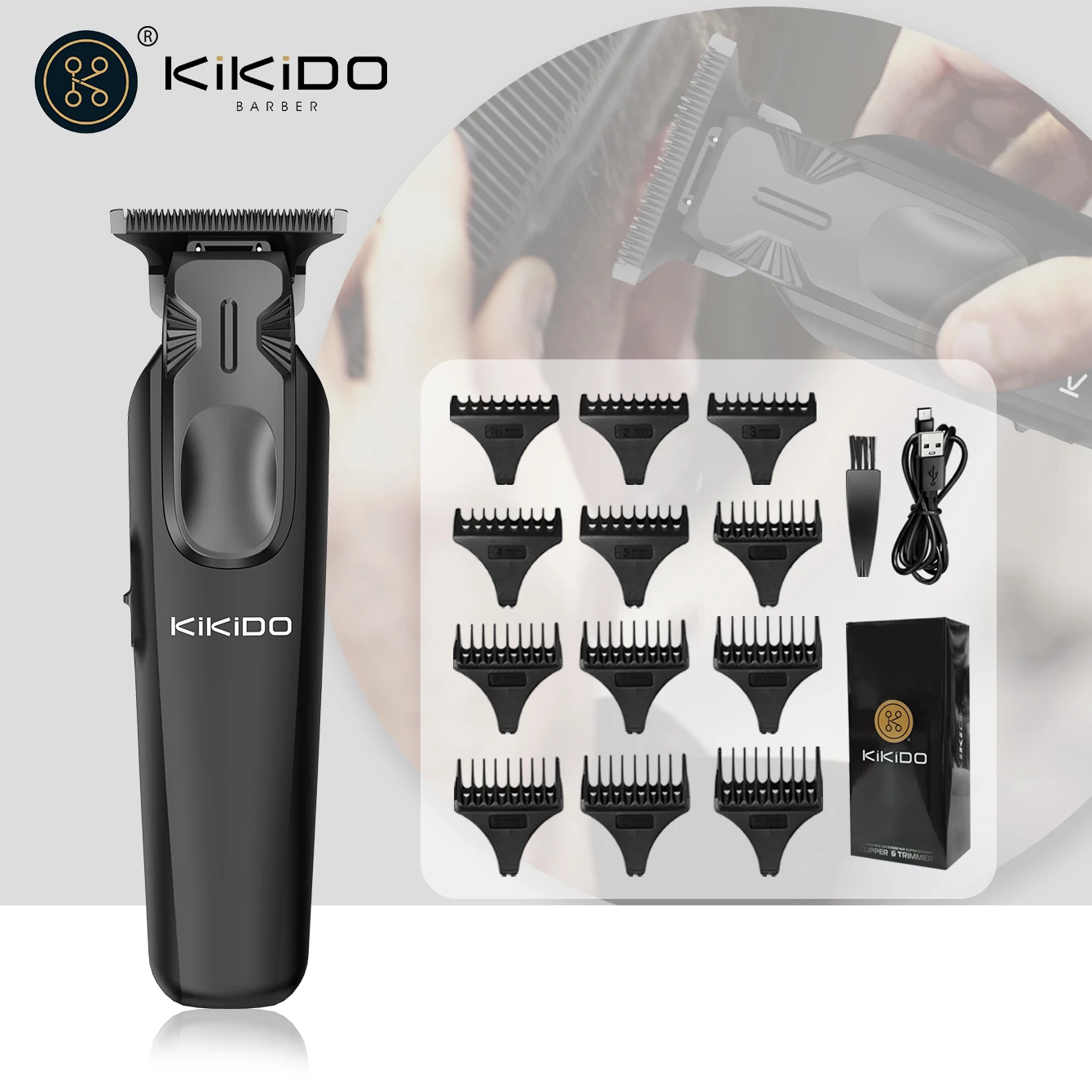 KIKIDO Original Electric Hair Trimmer Professional Hair Clipper USB Rechargeable Bald Head Hair Cutting Machine for Men KK-310