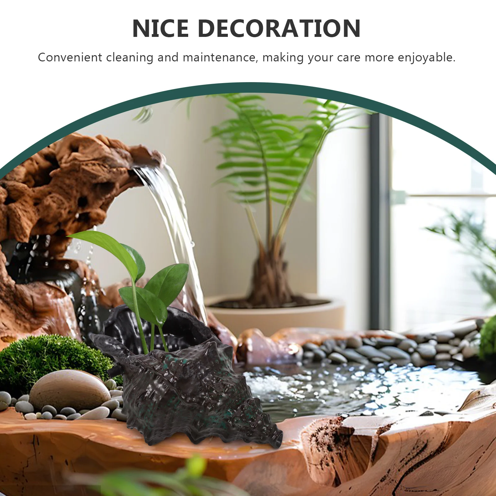 

Ceramic Conch Water Fountain Outdoor Garden Decor Eye-Catching Color Indoor Use Multi-Functional Landscape Enhancer