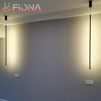 Modern LED Longer Pendant Lights Home Decor Hanging Lamp Dining Room Bedroom Bath Bedside Background Chandeliers Fixtures