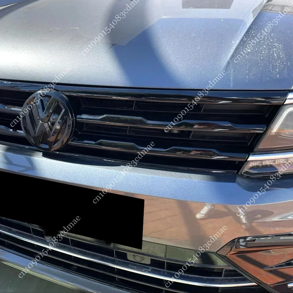 Gloss Black Front Bumper Mesh Grille Strip Fog Light Moulding Trim Headlight Eyebrows For Volkswagen Tiguan MK2 Rline 2017-2021