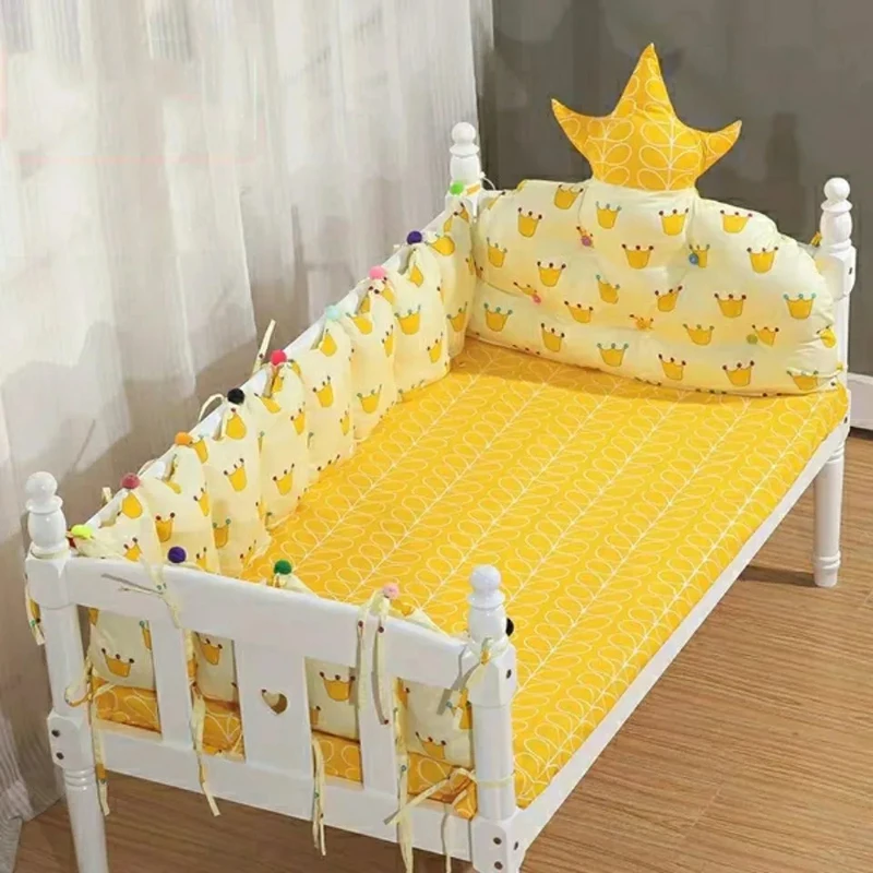 

5 Pcs/Set Pure Cotton Crib Soft Pack Fence Cartoon Pattern Children Splicing Bed Decor Fence Newborn Anti-collision Bed Surround