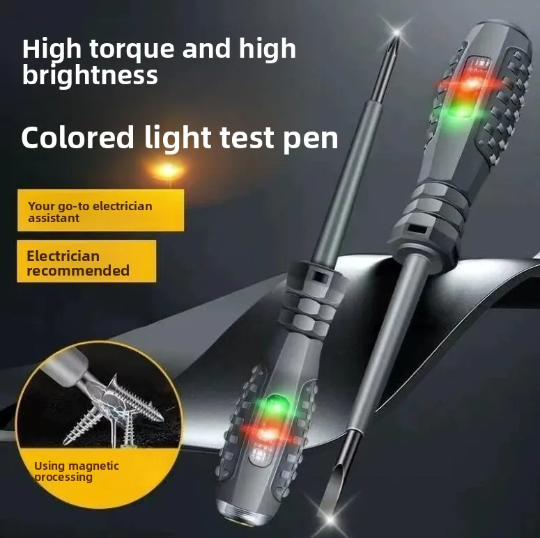 Multifunctional Electrician Test Screwdriver AC Non-contact Induction Test Pen Voltage Tester 70-600V Red Green Induction Lights