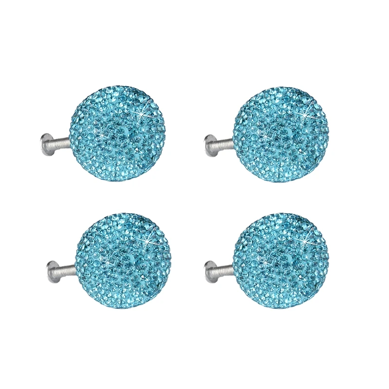 AB47-4Pcs مقابض كريستال مقابض سحب باب الخزانة مع مسامير للمنزل