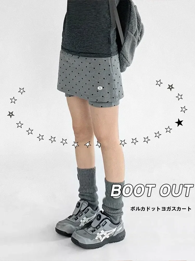 

Women's Polka Dot Stretch Sweatpants Skirt Slim Yoga Medium Low Waist Warm Sports Skirt Wide Leg Shorts Women's Fashion