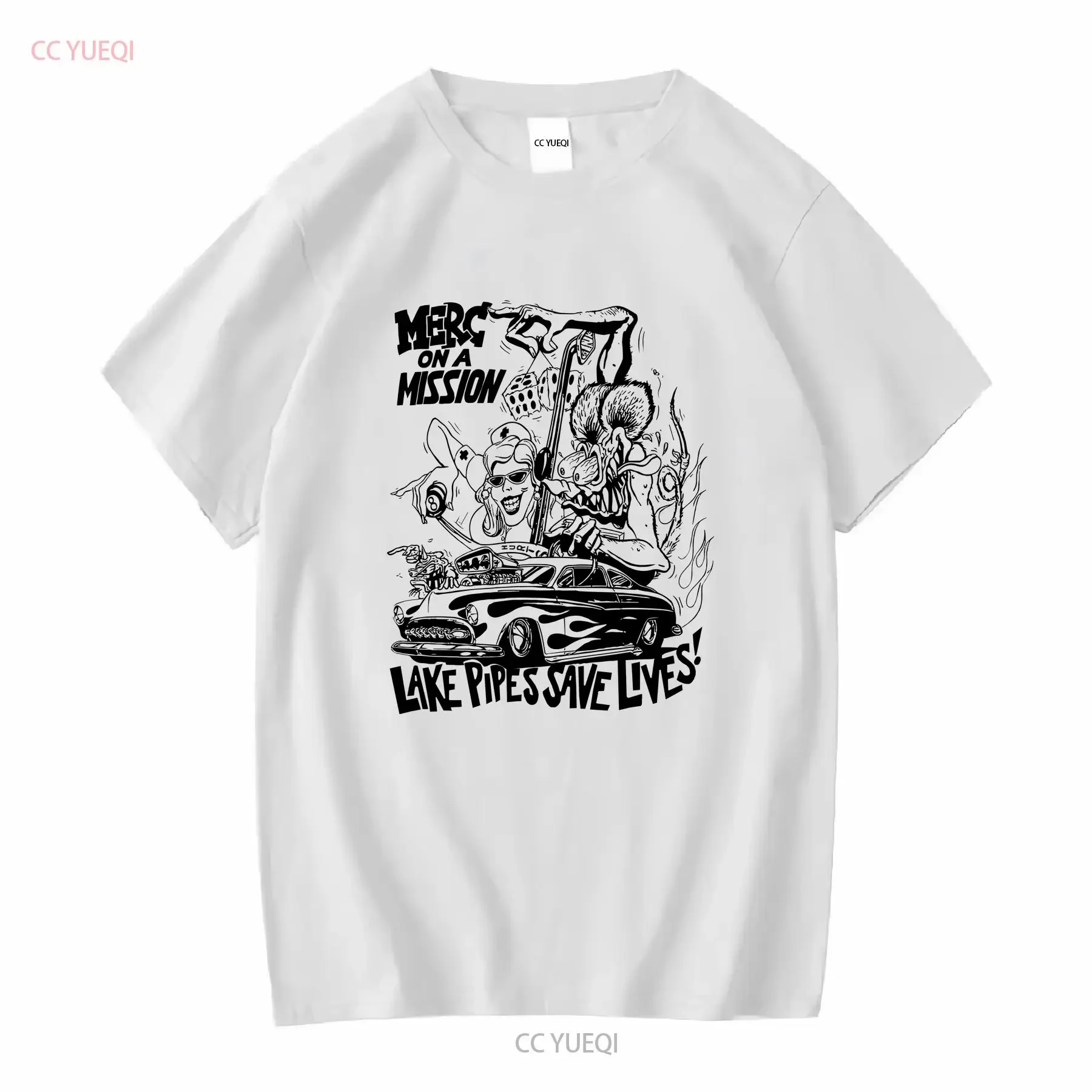 Rat Fink Merc en una misisión Hot Rod camiseta L vintage lavado ropa de diseñador ligeramente streetwear suave Casual homme estirado