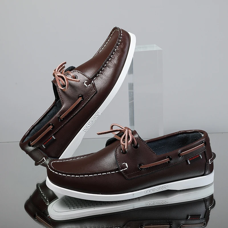 New Genuine Leather Loafers Men Moccasin Sneakers Driving Shoes Causal Men Shoes Women Footwear Docksides Classic Boat Shoes