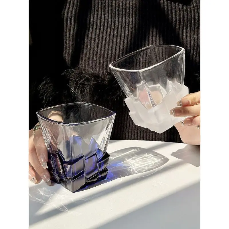 Artistic Design Ice Cup Beer Cup Light Luxury Design Colored Glass Water Cup Creative Cocktail Whiskey Cup