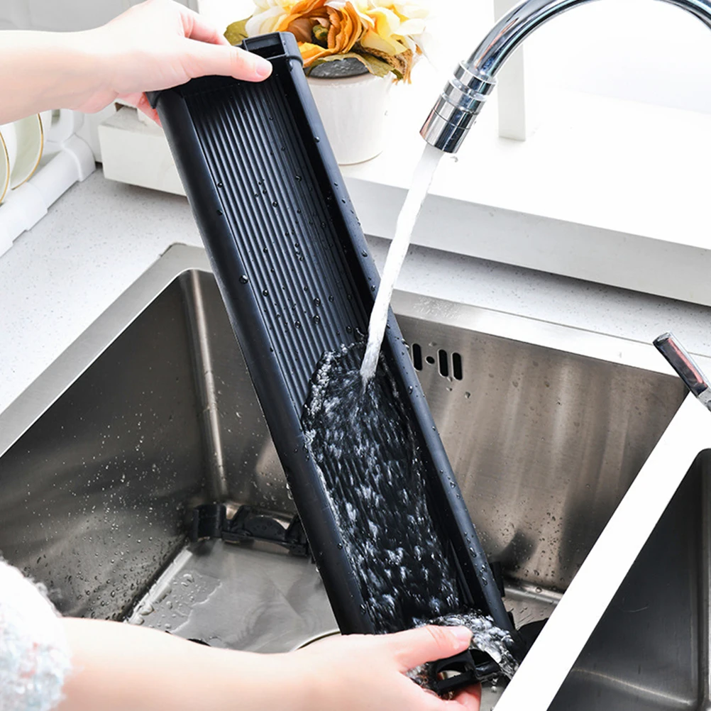 

8 Compartments Black Dish Drying Rack Adjustable PP Material Kitchen Storage Space Saving Drainage Design Multi for Countertop