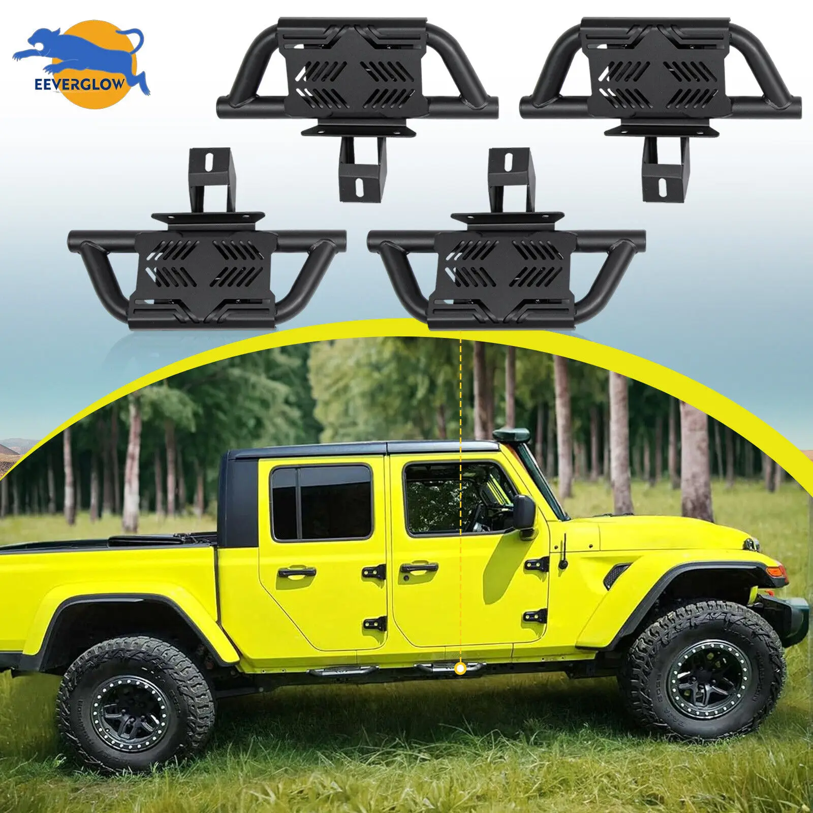 

4X EZ Running Boards for 2019-2025 Jeep Gladiator JT 4 Door Side Step Nerf bar