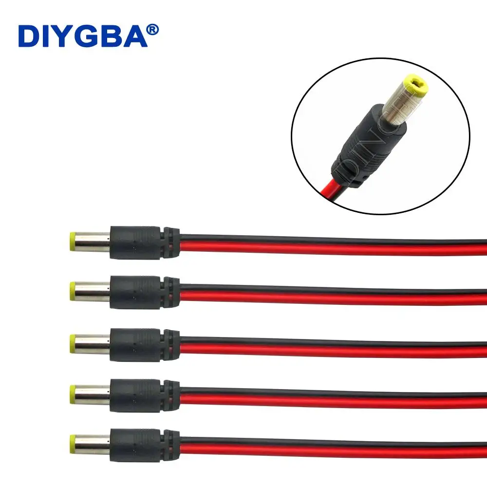 5PCS DC Power Male Female Cable 12V Plug DC Adapter Cable Plug Connector For CCTV Camera DC Plug 5.5*2.1mm 5.5x2.1 5.5x2.1mm