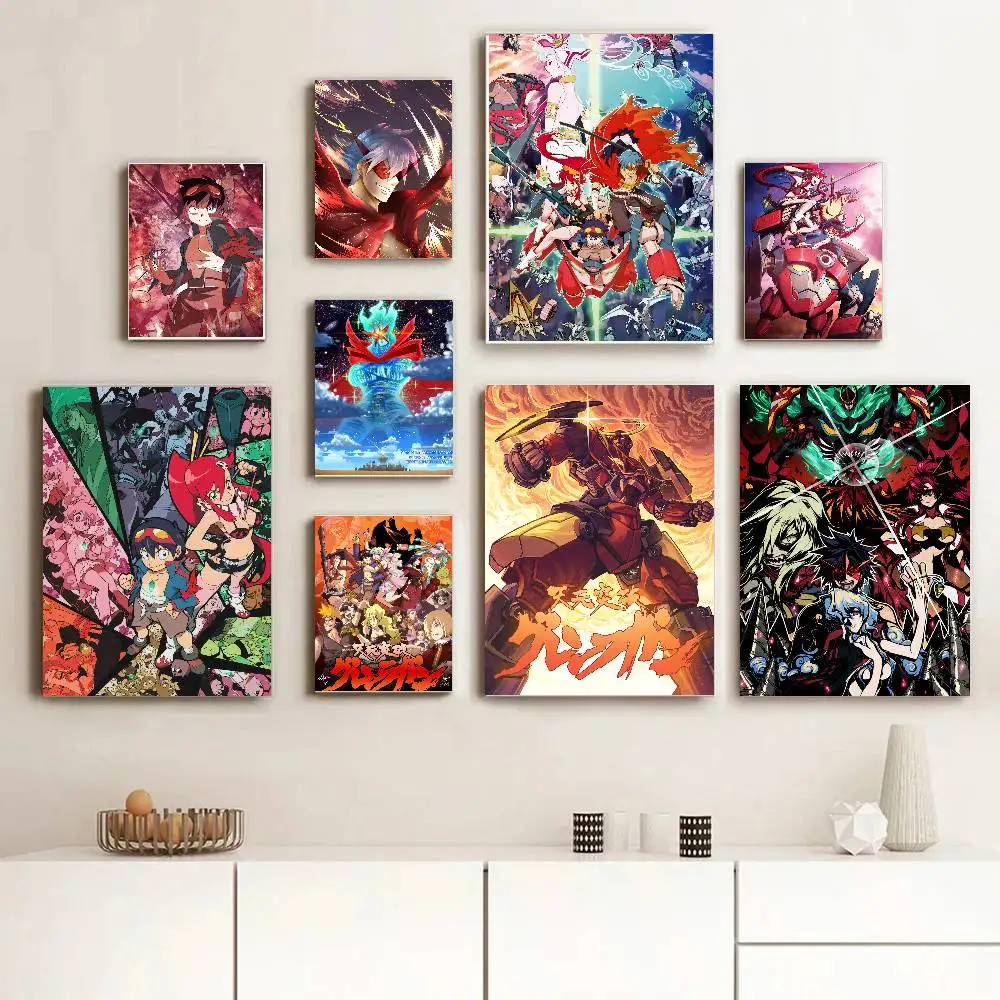 Anime G-Gurren Lagann-N selbstklebendes Wandkunst-Poster, Leinwand, Schlafzimmer, Kinderzimmer, Arbeitszimmer, Wohnzimmer, für Heimdekoration