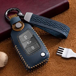 Fashion Car Key Case Cover For VW Volkswagen Golf 7 MK7 Tiguan MK2 T-roc T-cross Skoda Octavia Kodiaq Karoq Seat Ateca Leon Fob