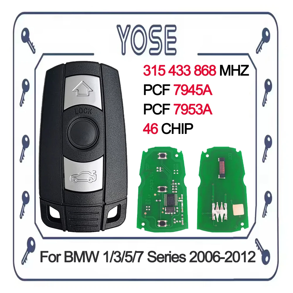 KR55WK49123 CAS3 CAS3+ 315/433/868MHz 315LP For BMW 1/3/5/7 Series 2006-2012 ID46 Smart Remote Car Key KR55WK49127 KR55WK49186