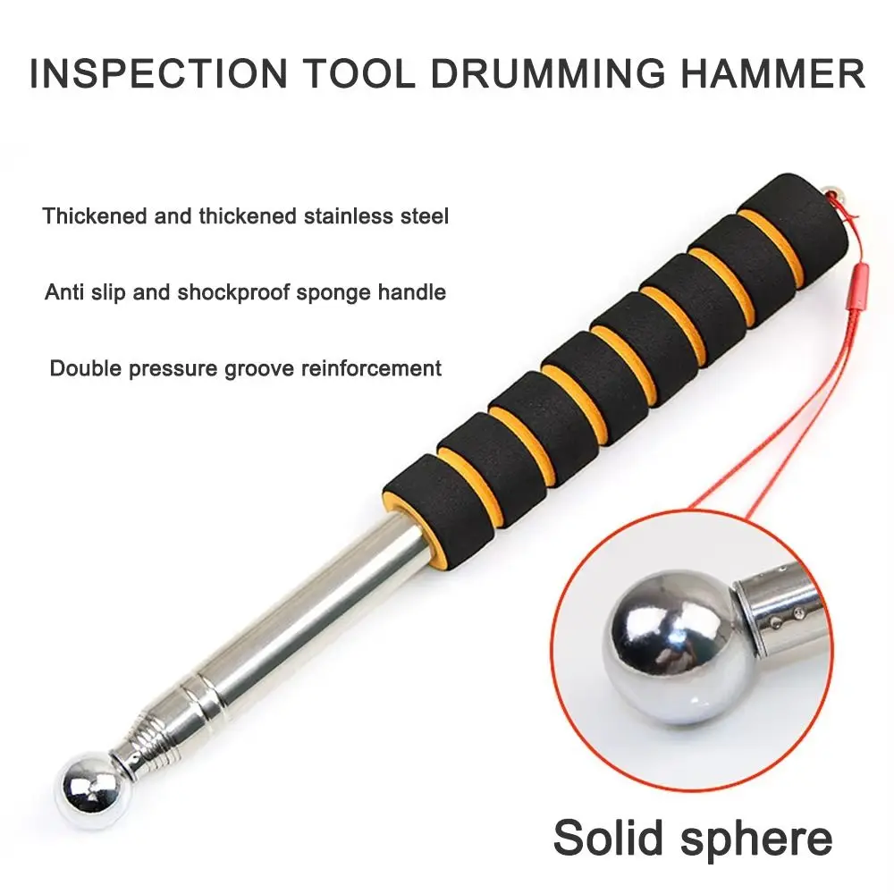 Multifunction Home Inspection Hammer Shockproof High Quality Stainless Steel Telescopic Empty Drum Hammer Stretchable