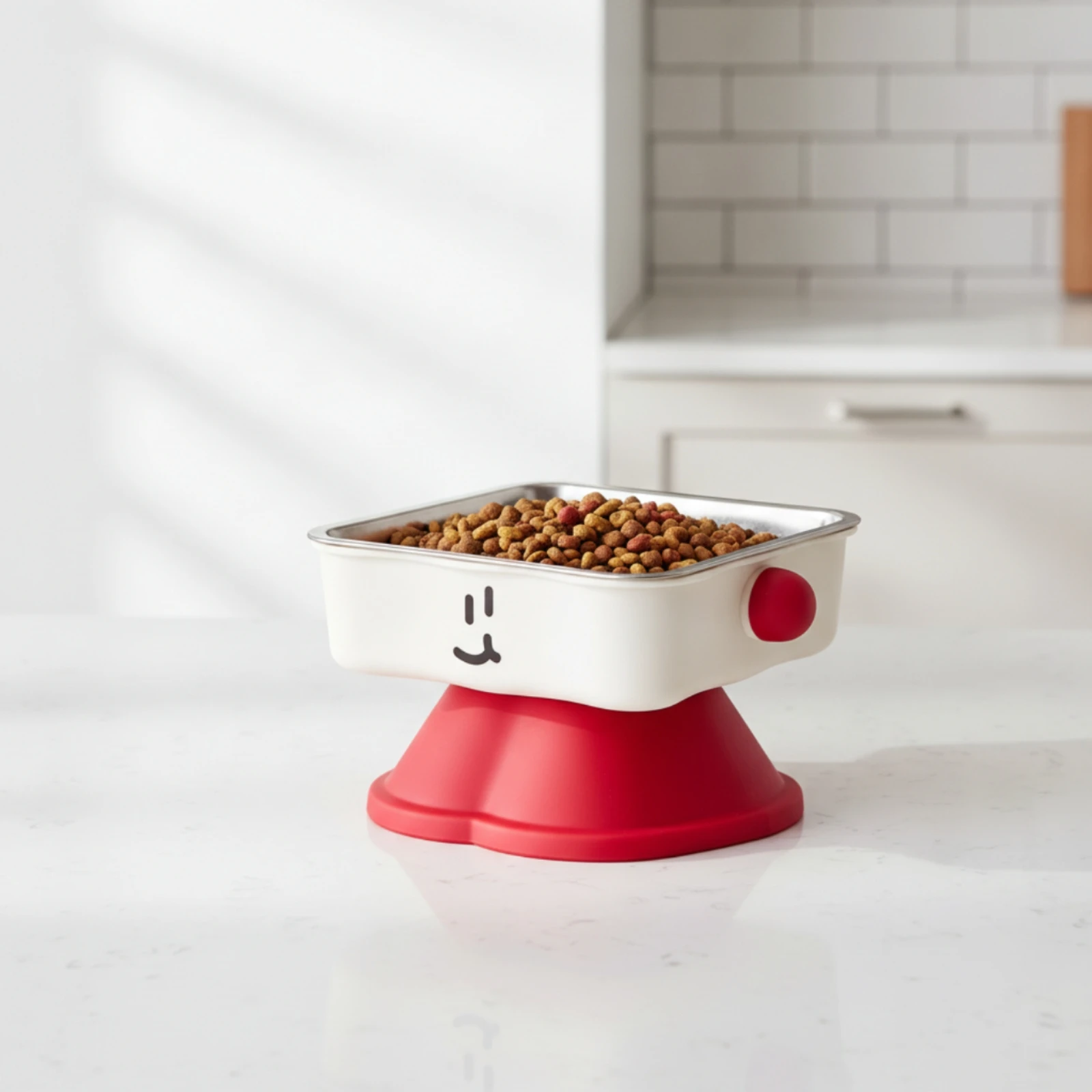 Cat Bowl with Stainless Steel Insert Elevated Raised Cat Bowls Raised Pet Bowl Angled Feeder Easy to Clean for Cats