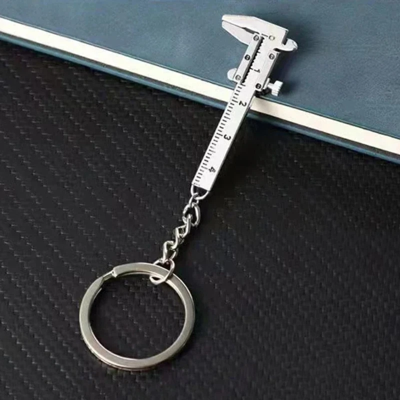 Mini Vernier Caliper Pocket Key Chain Keyring Ornaments Small 3D Movable Precision Measure Tool Accessories Slider Ruler