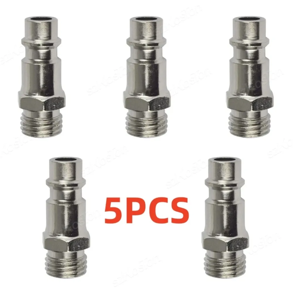 5Pcs Euro Standard Pneumatic Quick Coupler, Air Compressor Quick Connect Fitting, G1/4 BSP Male Thread Air Coupling Connector