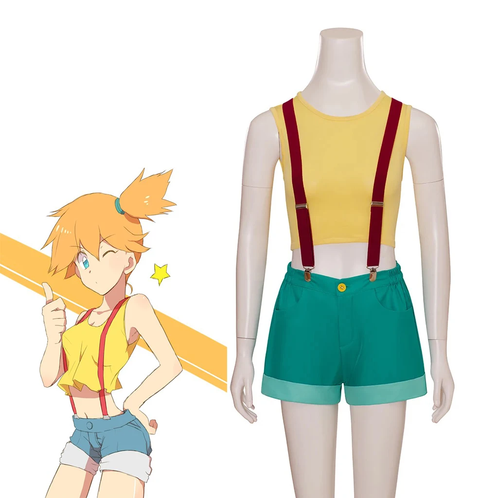 Anime Misty Cosplay Costume Sexy Women Crop Top Shorts Uniform Suit Halloween Carnival Party Streetwear Comic Con Outfits
