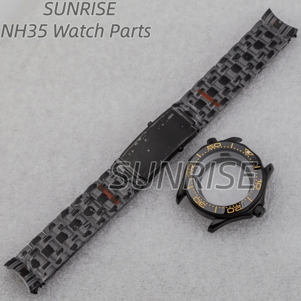 عالية الجودة 41 مللي متر وعاء من الستانليس ستيل الأسود ساعة حزام مقاومة للماء ل Nh35 Nh36 الحركة التلقائية الهاتفي ساماستر 300 #5