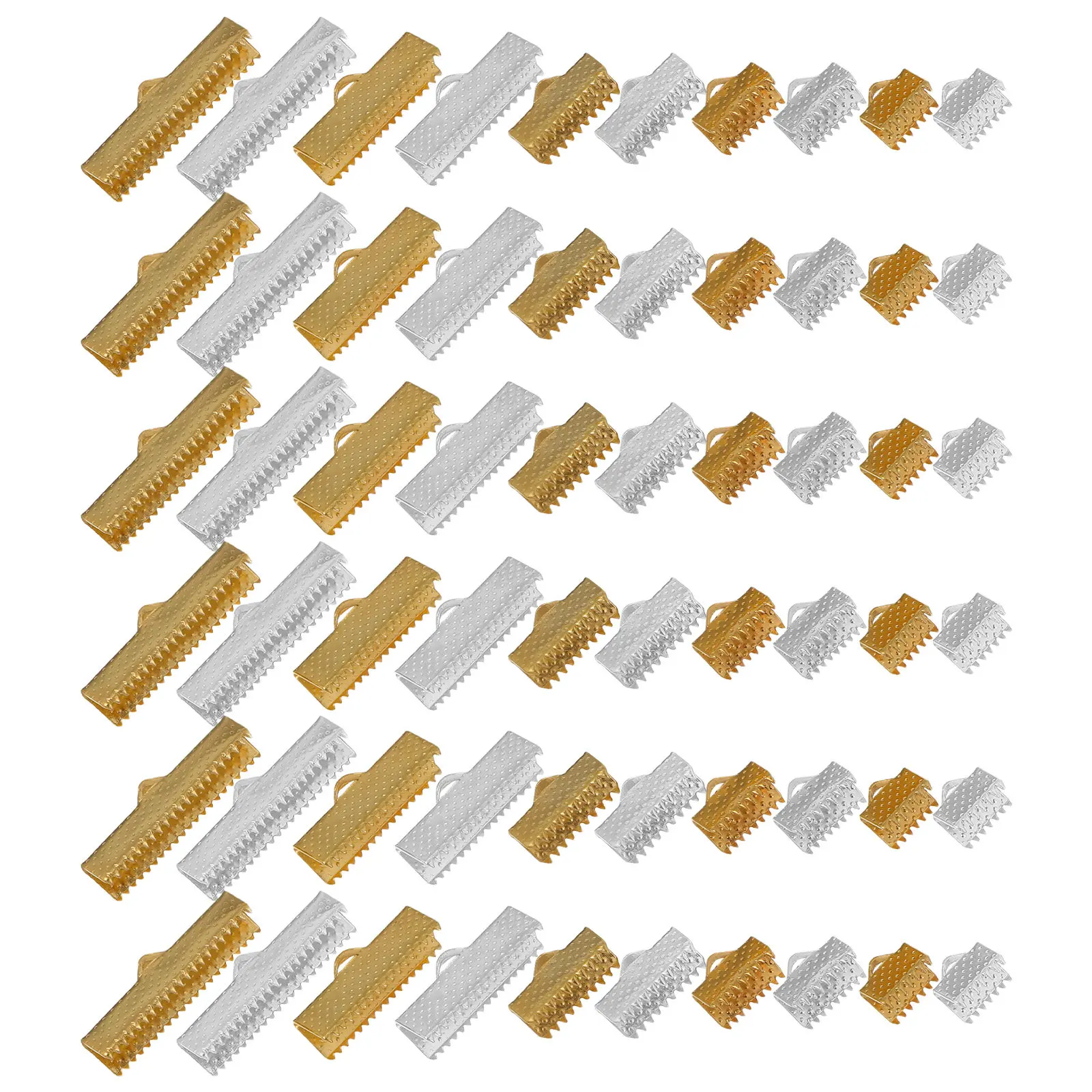 250Pcs Ribbon Clamp Ends Cord Crimp Clasp Pins Fold Over Crimp Caps Jewelry Making Supplies for Bracelet Necklace DIY