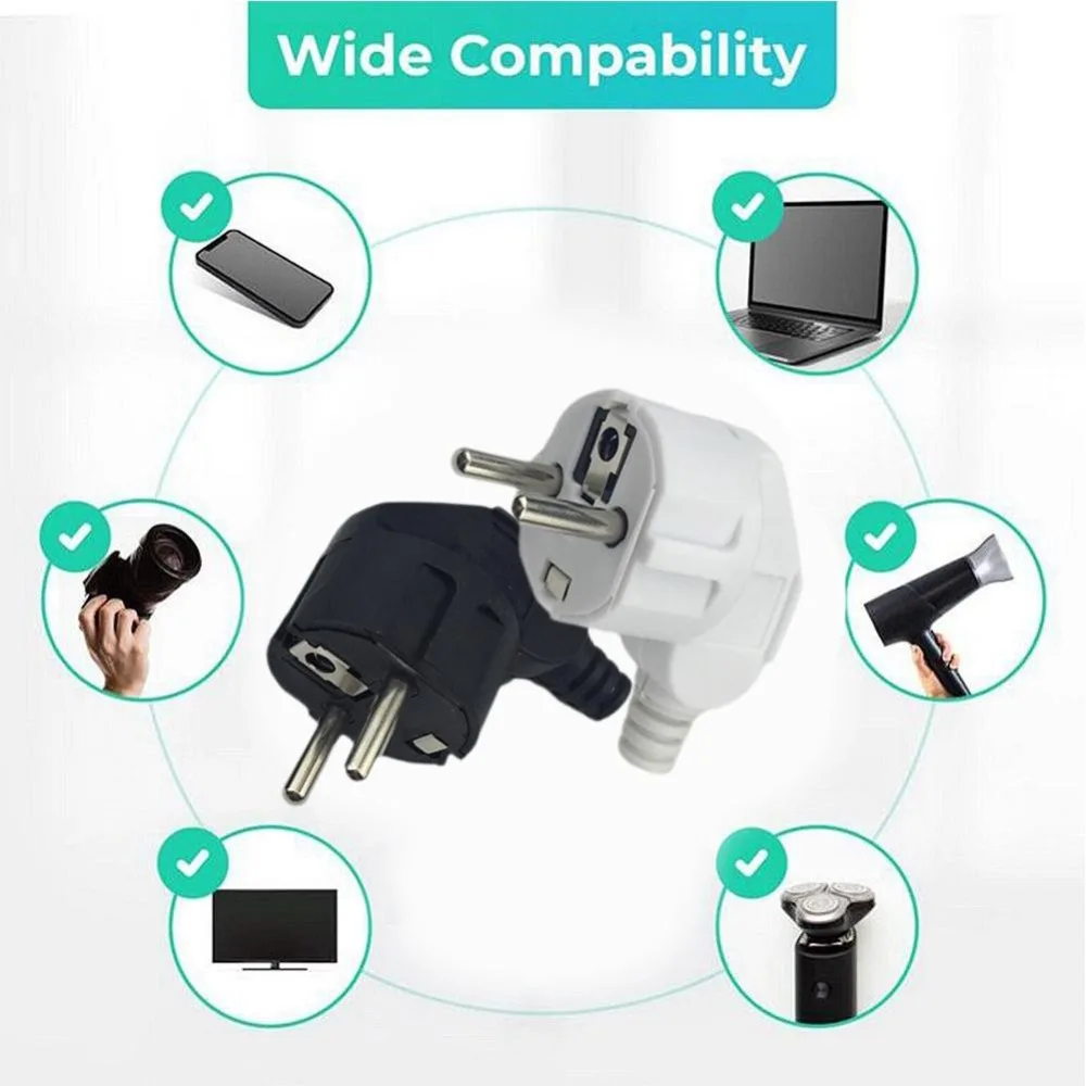 New PP Shell Euro Plug 16A/250V 3500W Detachable Plug Copper Joint 2 Colors Connecting Plug Home