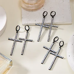 Pendientes de gota de Cruz de perlas de imitación de circón para mujer, moda minimalista, gótico, Punk, Jesús, Cruz, Pendientes colgantes, joyería de fiesta