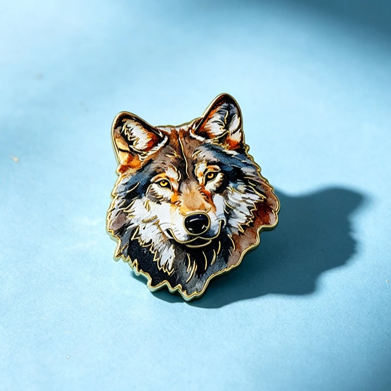 Creative Wolf Head Vintage Brooch Casual Commute Cartoon Lapel Metal Badge Pin DIY Clothing Accessory For Unisex Jewelry Gift