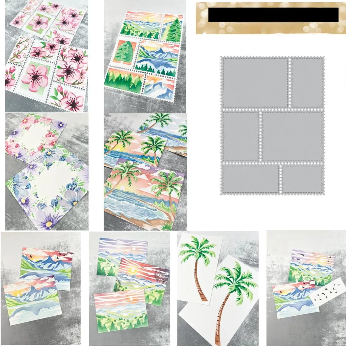 Mountains Cherry Blossoms Layering Stencils Metal Cutting Dies DIY Scrapbooking Photo Album Decorative Template 2024 Summer