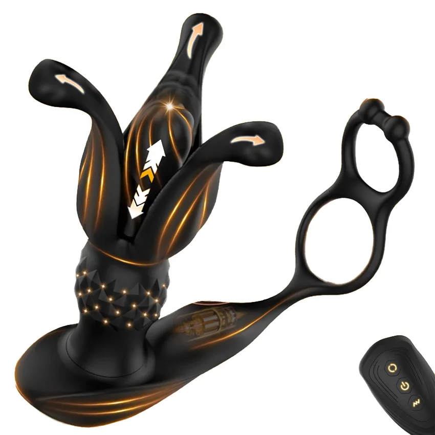 Remote Control Prostate Massager Anal Vibrator Male Sex Toys for Men Anal Plug 9 Tension Shock Flapping Thrusting Vibrating Plug
