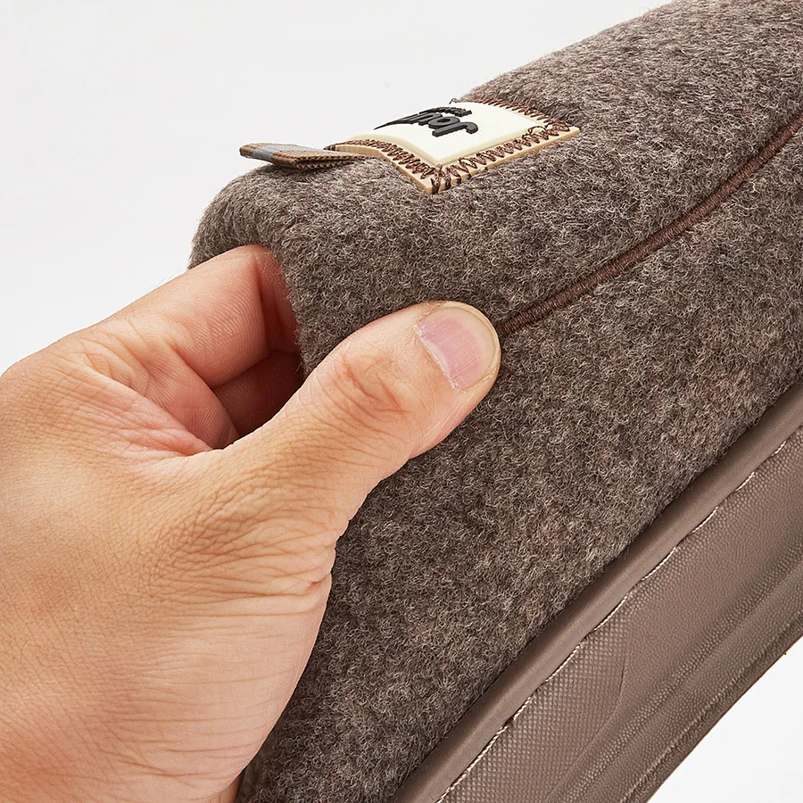 따뜻한 펠트 슬리퍼 남자 EVA 메모리 폼 플랫폼 쿠션 소프트 스트라이프 편안한 거실 신발 고품질