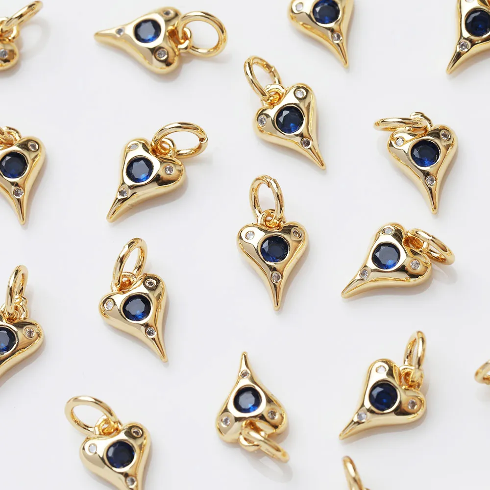 

2 шт. Изящные подвески в форме сердца для изготовления ювелирных изделий, ожерелье, подвеска «сделай сам», латунный аксессуар ручной работы с позолотой 14 к, 6,6*9,4 мм