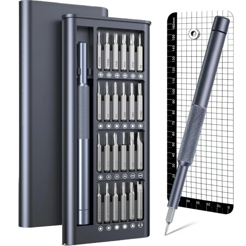 25-In-1 Precision Screwdriver Set – Portable Household Repair Tool Kit With Knurled Thread Bits