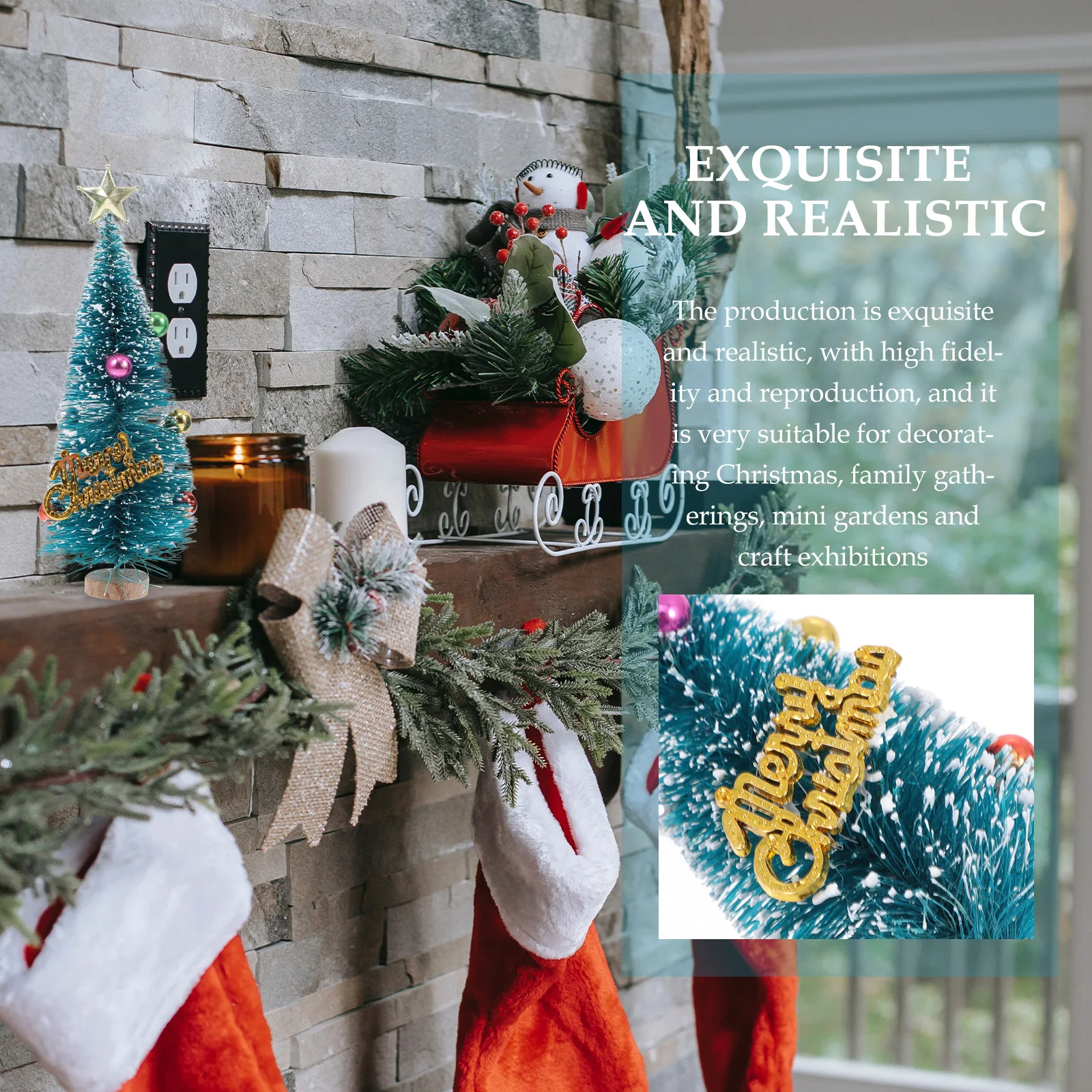 

2Pcs Small Christmas Tree Craft Decorative Piece for Cabinet Cupboard Chair Display Xmas Mini Tree Decor Indoor Atmosphere