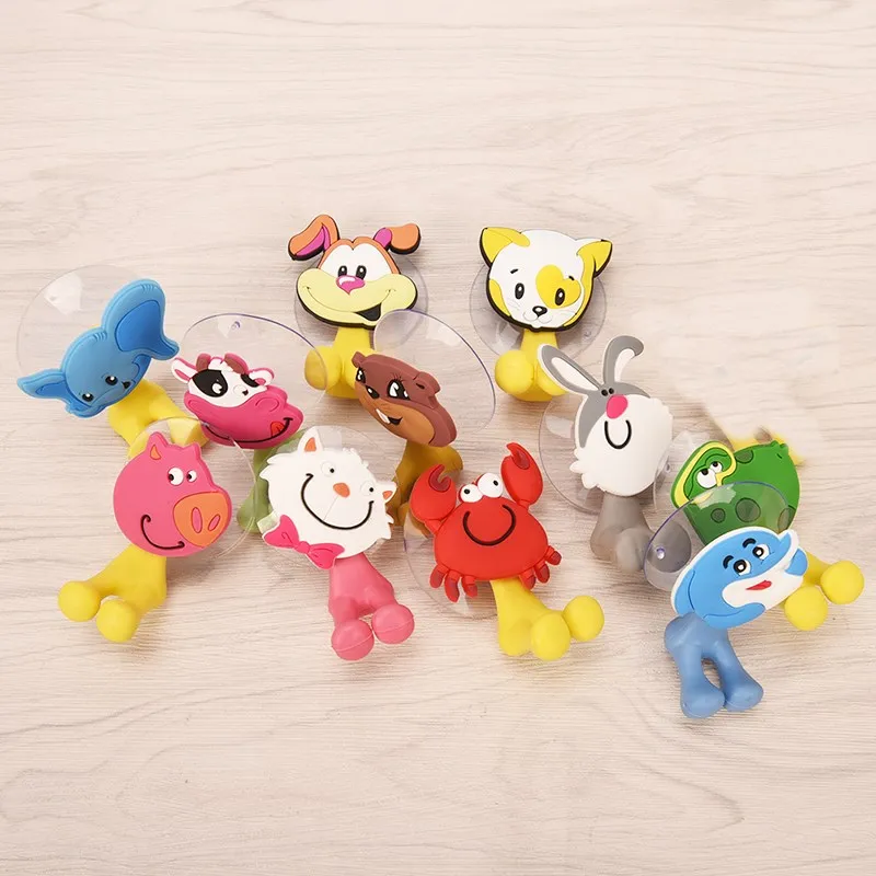 1PC Multifunctional Cute Cartoon Animal Suction Cup Toothbrush Holder Hooks Bathroom Accessories Wall Suction Holder Tool