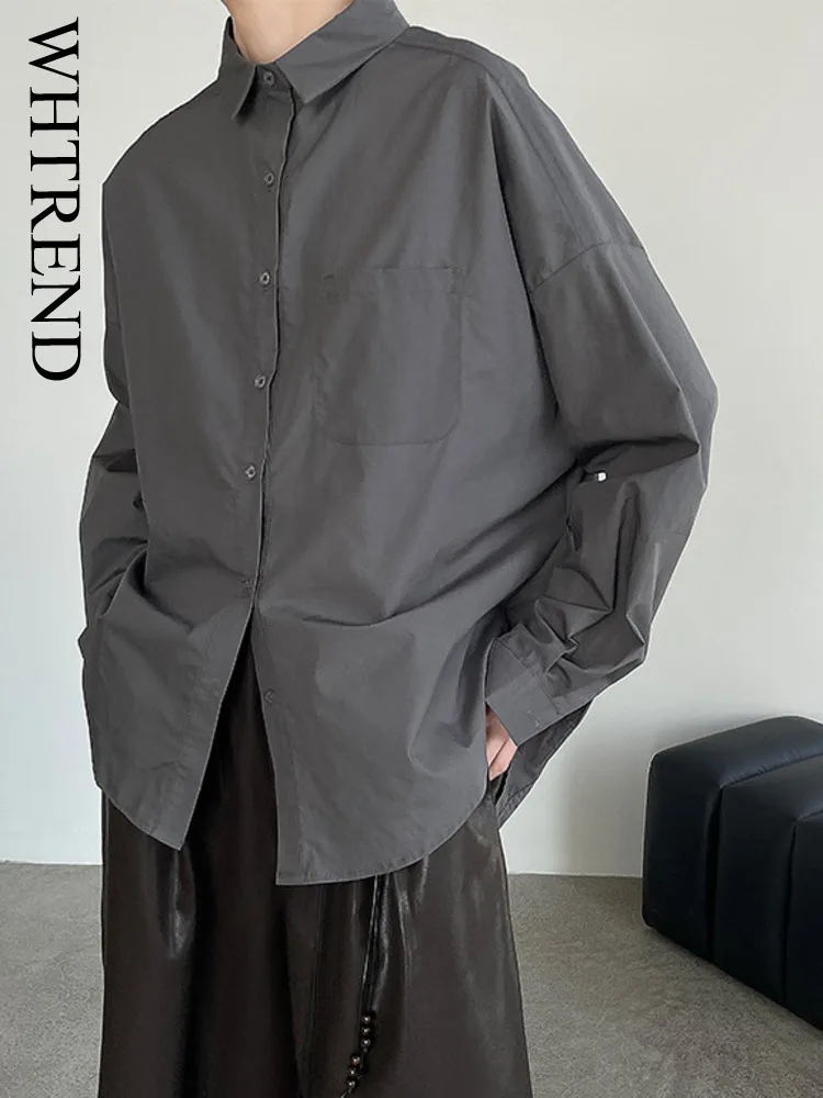 

WHTREND Дизайнерская рубашка большого размера в корейском стиле для женщин Осенний свободный универсальный топ с длинными рукавами WH1440