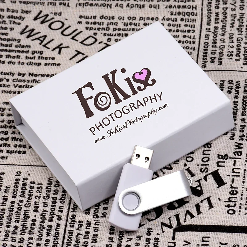 Gift Box Custom The Logo for Free Pen Drive Real Capacity USB Flash Drives Black Memory Stick Color Printing 64GB/32GB U Disk