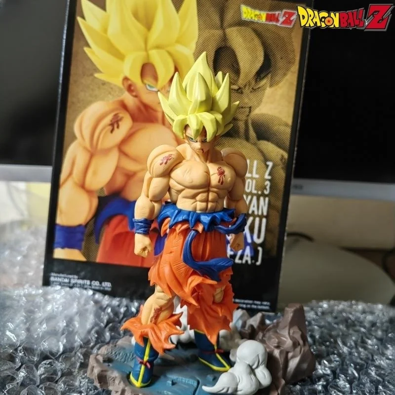 Original Genuine Bandai Banpresto Dragon Ball Z Figurine History Box Vol.3 Super Saiyan 13cm Son Goku Kids Gifts Toys