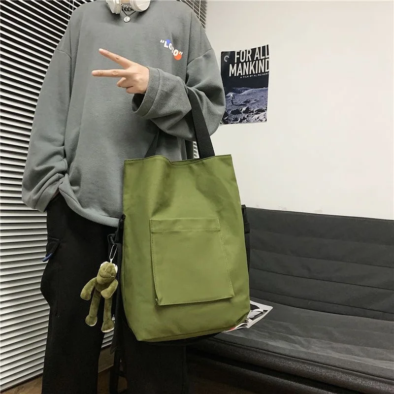 Designer Unisex Casual Canvas Shoulder Bag Large Capacity Reusable Travel Crossbody Bags Cotton Fabric Travel Totes School Bag