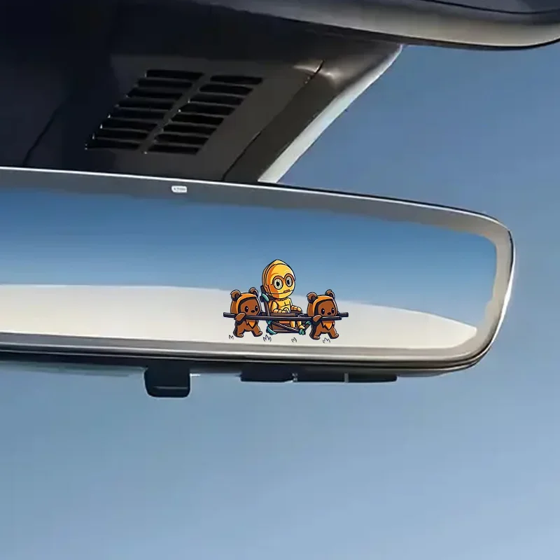 

1 шт., наклейка с мультяшными медведями астронавта, мотоцикла, модная наклейка для салона авто, мото, привлекательная забавная наклейка на автомобиль
