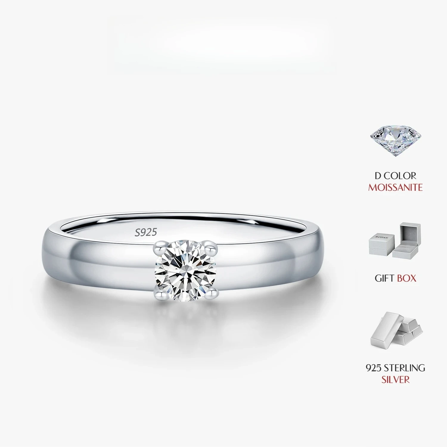QIBAOKU D Color Round Moissanite Rings 925 Sterling Silver Fashion Simple Ring For Women Wedding Statement Jewelry Gifts 2026