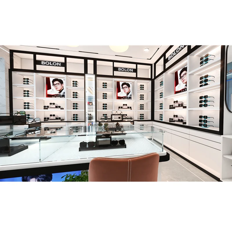 

2025customized. fashion retail eyewear store showcase display wall cabinet luxury modern optical shop interior design furniture