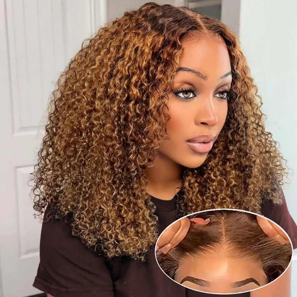 

427 Highlight Bob Wig Human Hair Glueless Deep Wave Frontal Wig 5X5 Hd Lace Closure Wig Brazilian Hair Short Bob Wig 250 Density