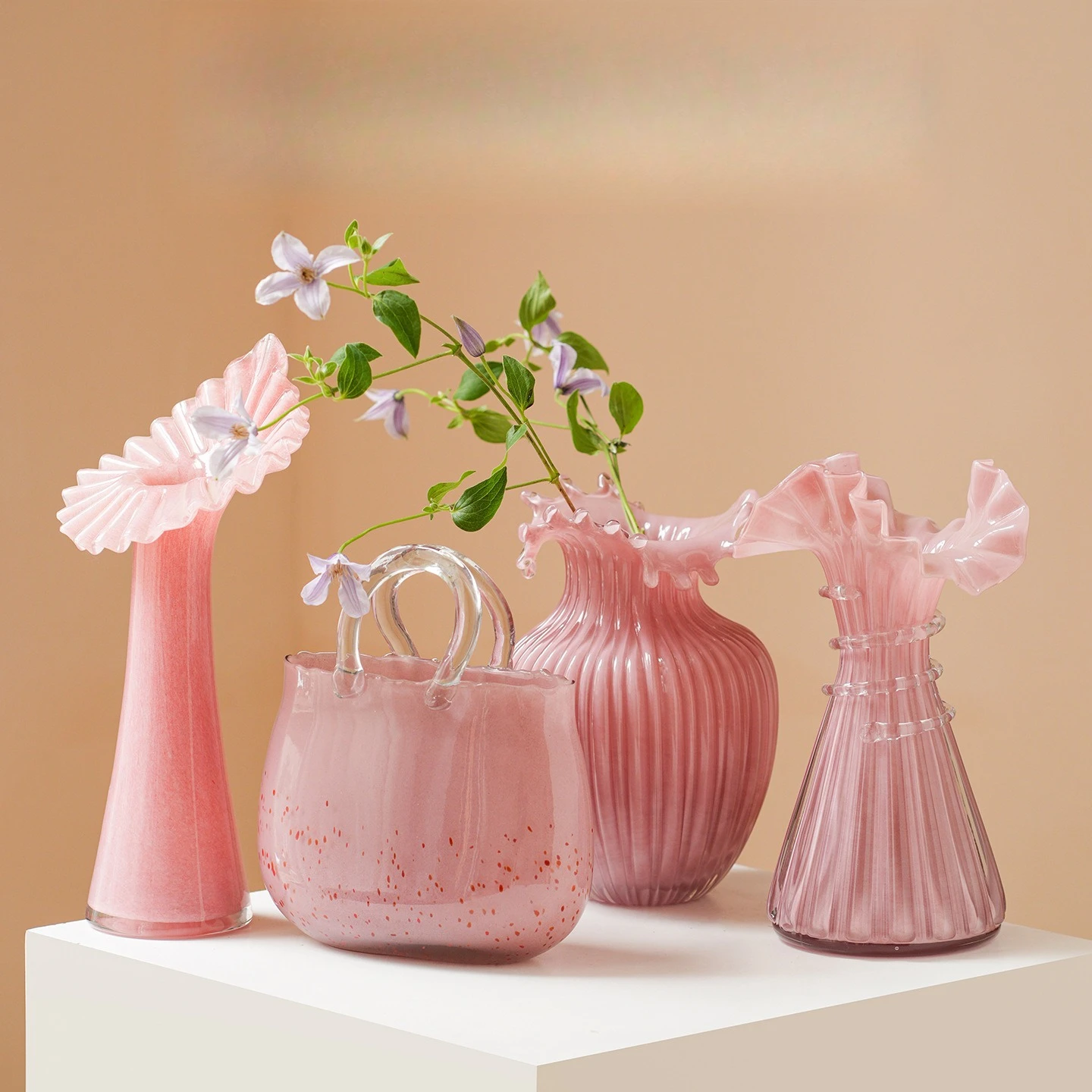 Medieval glass vase retro living room flower arrangement hydroponic flowers rose dining table decoration ornament