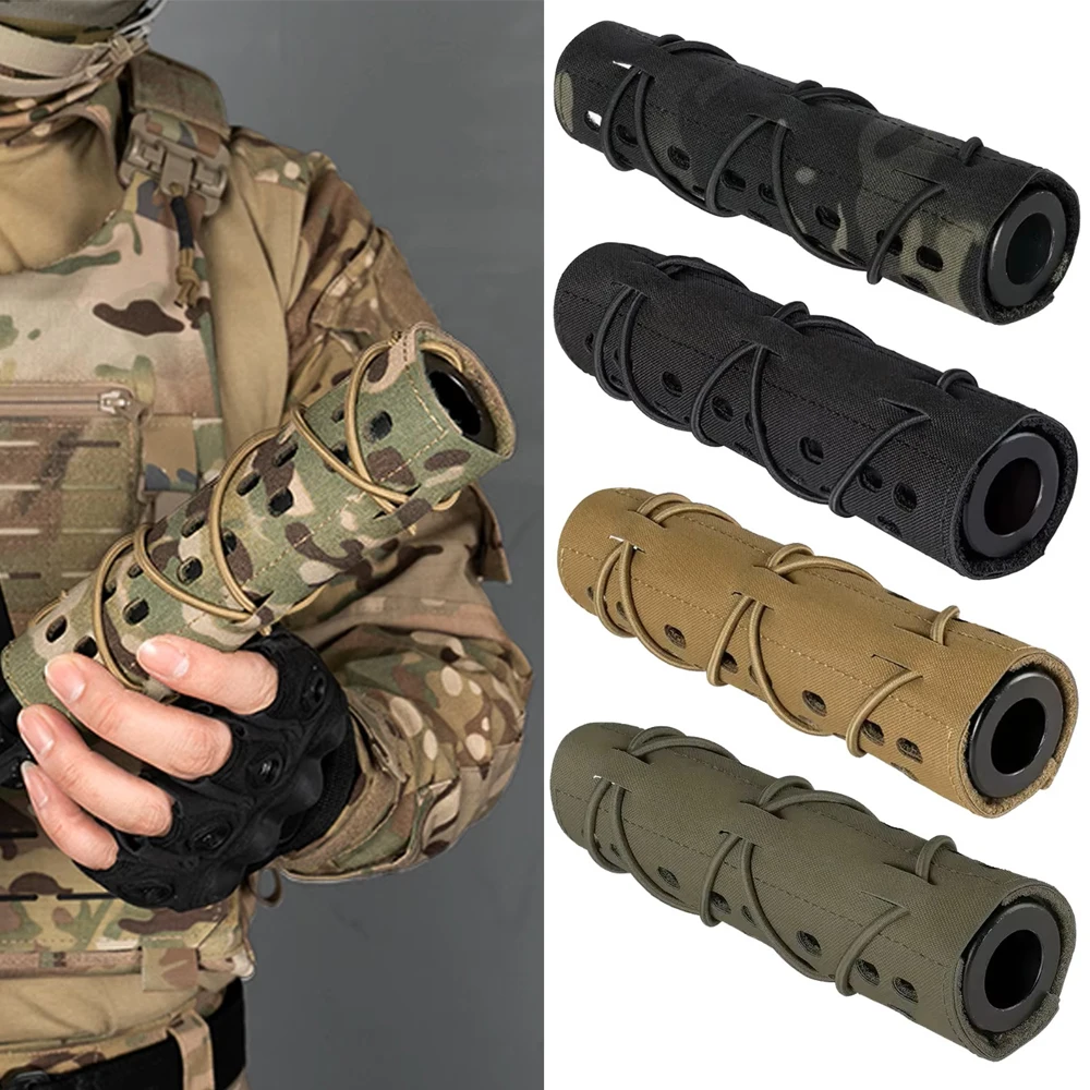 Capa Protetora Tática Ajustável para Supressor de Airsoft, Camuflagem CS, Protetor de Cano para Caça e Tiro