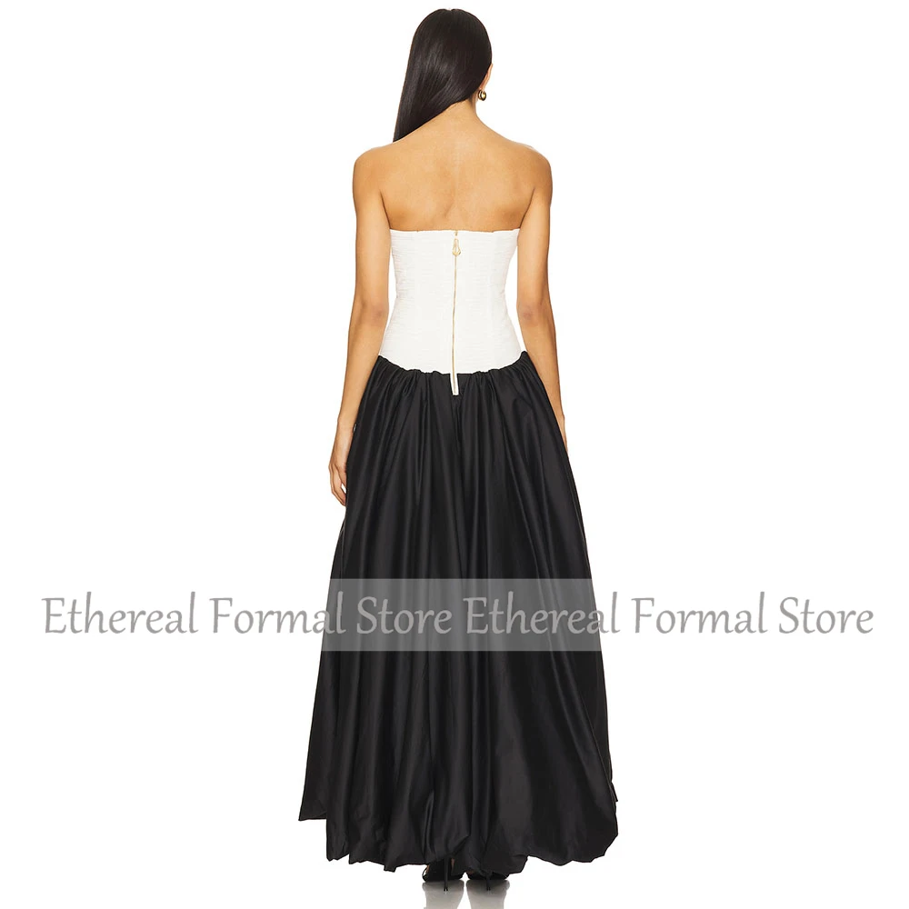 Fashion A Line Evening Dress Black Strapless Prom Ball Gown Ankel Length Formal Party Dress 2025 Simple Women's Evening Gown