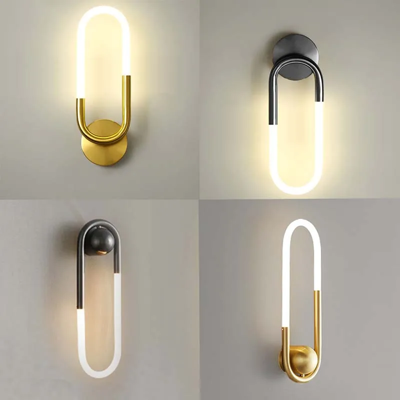 

Modern U-shaped LED wall lamp creative study living room bedroom bedside background light luxury wall lamp home lighting fixture