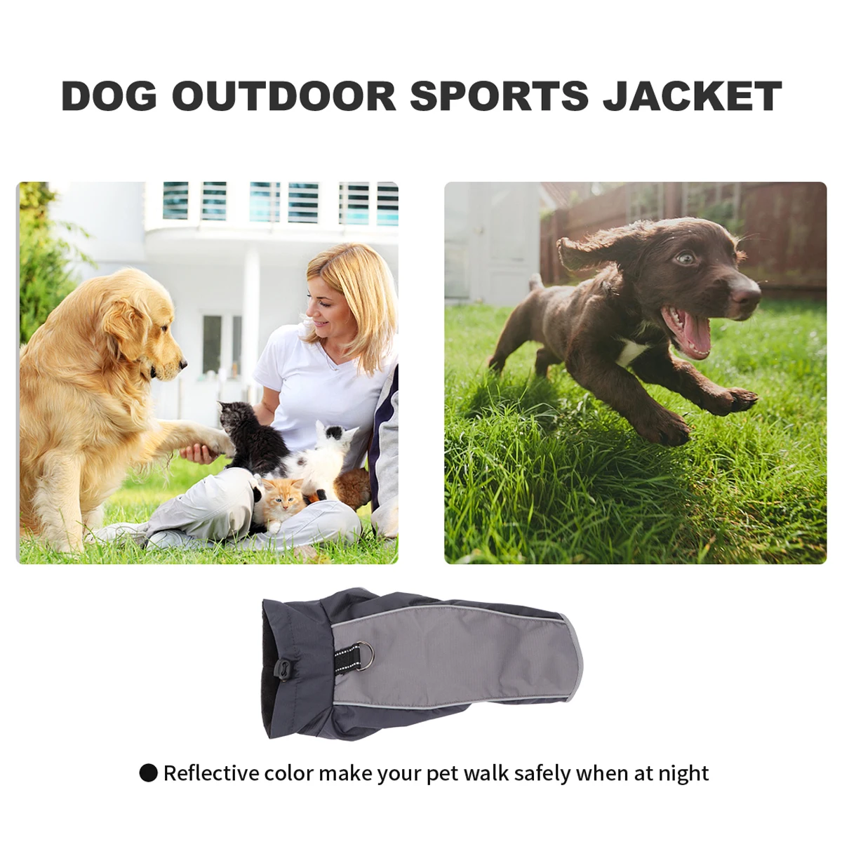 

Dog Jacket Black Raincoat Clothes Large Winter Coats Puppy Warm Coat Dog Costume Waterproof Cooler Reflective Safe
